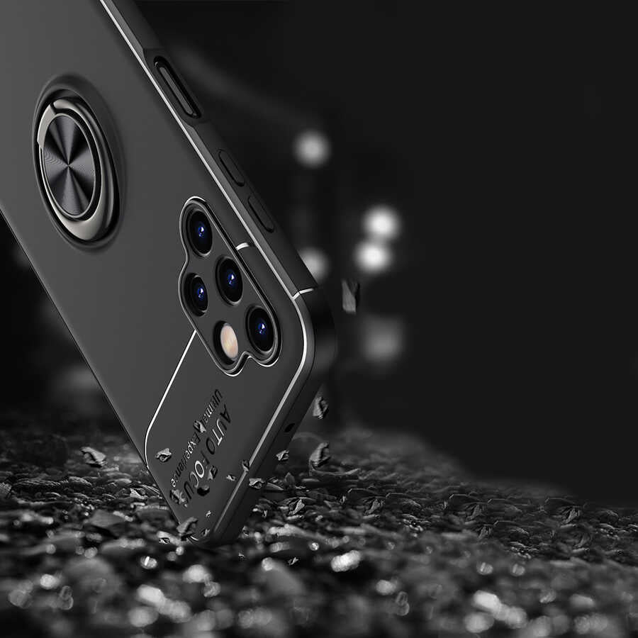 Galaxy A13 4G Kılıf Zore Ravel Silikon Kapak Siyah-Kırmızı