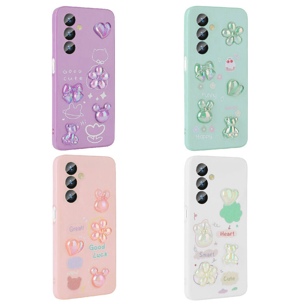 Galaxy A14 5G Kılıf Kabartma Figürlü Parlak Zore Toys Silikon Kapak Pembe