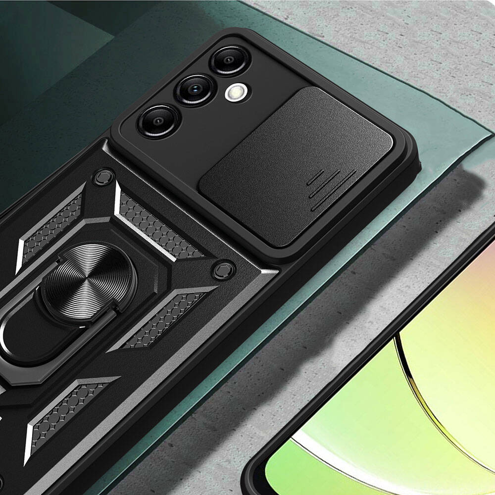 Galaxy A14 Kılıf Magnetik Standlı Kamera Korumalı Zore Sürgülü Vega Kapak Mavi