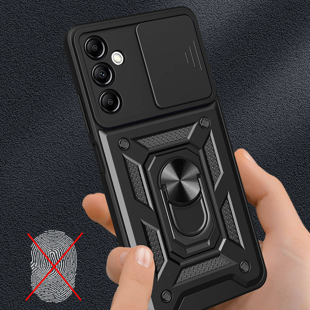 Galaxy A14 Kılıf Magnetik Standlı Kamera Korumalı Zore Sürgülü Vega Kapak Mavi