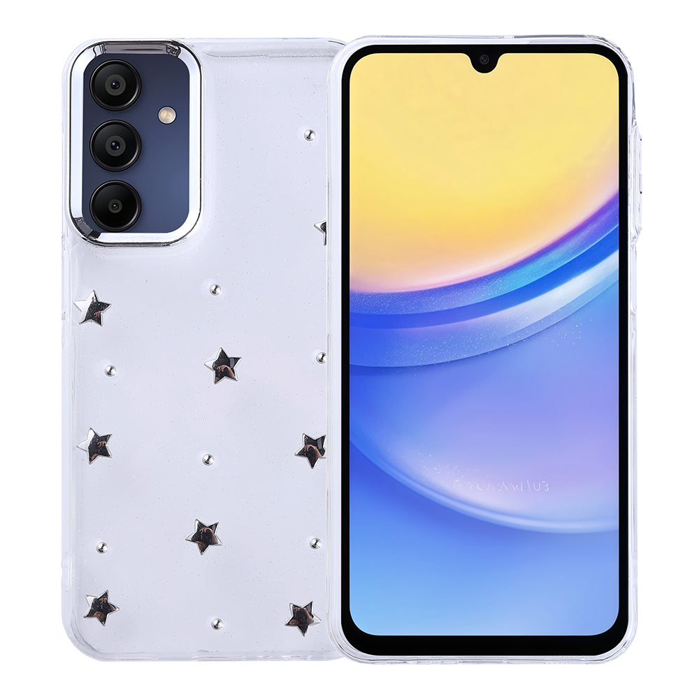 Galaxy A15 Kılıf Airbag Tasarımlı Simli Şeffaf Zore Kutup Kapak Yıldız