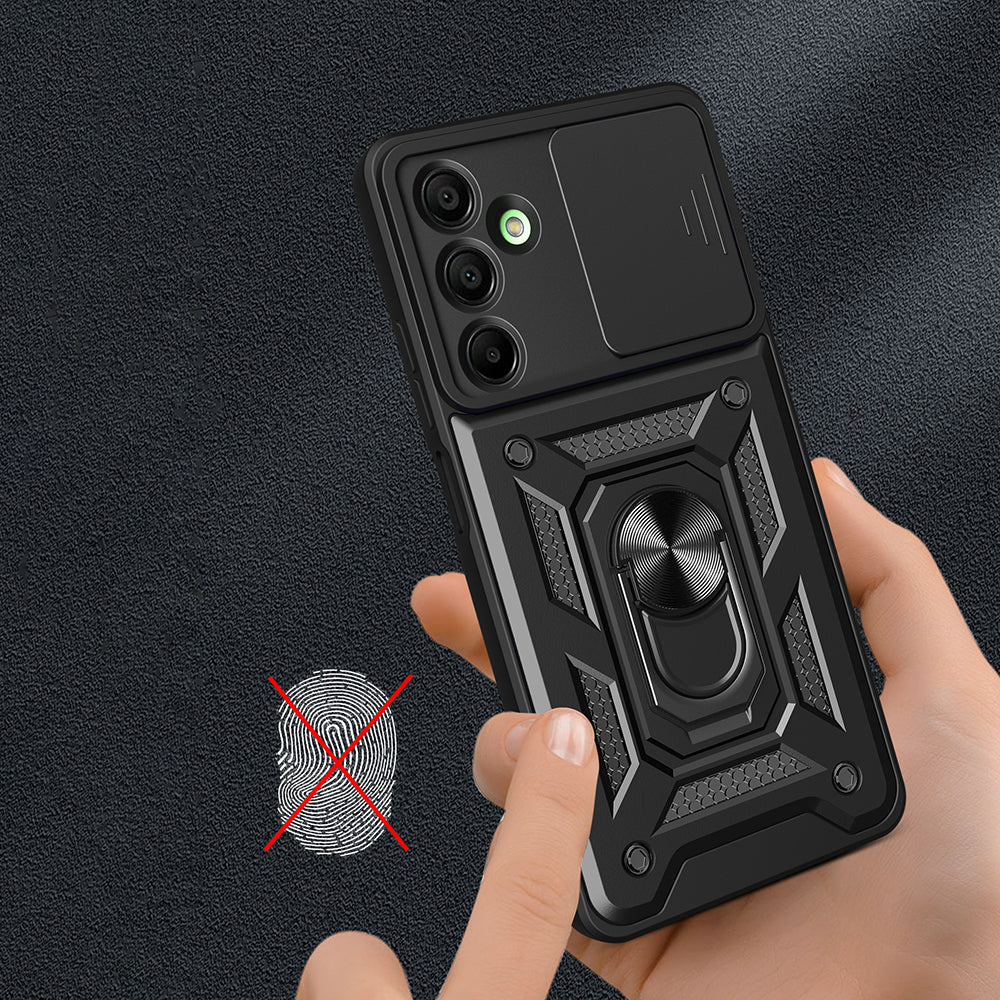 Galaxy A16 Kılıf Magnetik Standlı Kamera Korumalı Zore Sürgülü Vega Kapak Siyah