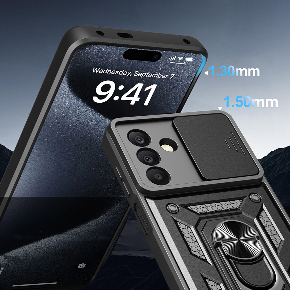Galaxy A17 Kılıf Magnetik Standlı Kamera Korumalı Zore Sürgülü Vega Kapak Mavi