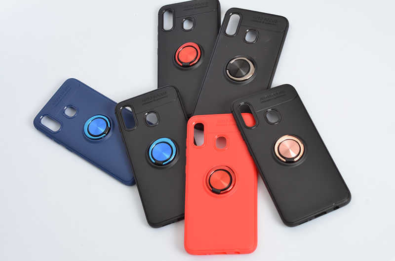 Galaxy A20 Kılıf Zore Ravel Silikon Kapak Siyah-Kırmızı