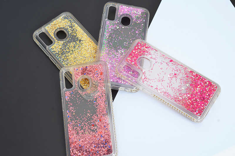 Galaxy A20 Kılıf Zore Sıralı Sıvılı Silikon Rose Gold