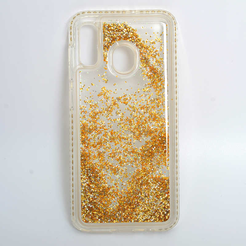 Galaxy A20 Kılıf Zore Sıralı Sıvılı Silikon Gold