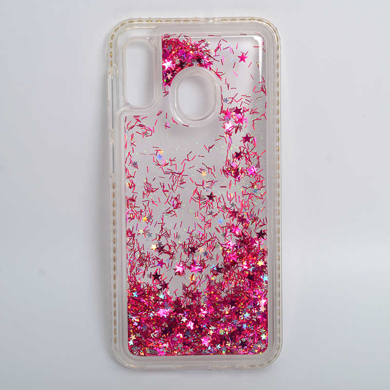 Galaxy A20 Kılıf Zore Sıralı Sıvılı Silikon Pembe