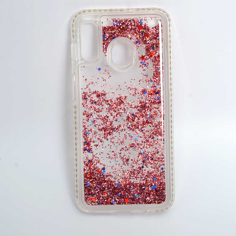 Galaxy A20 Kılıf Zore Sıralı Sıvılı Silikon Rose Gold