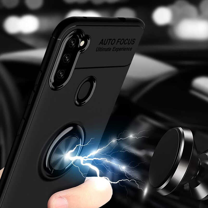 Galaxy A21 Kılıf Zore Ravel Silikon Kapak Siyah-Mavi