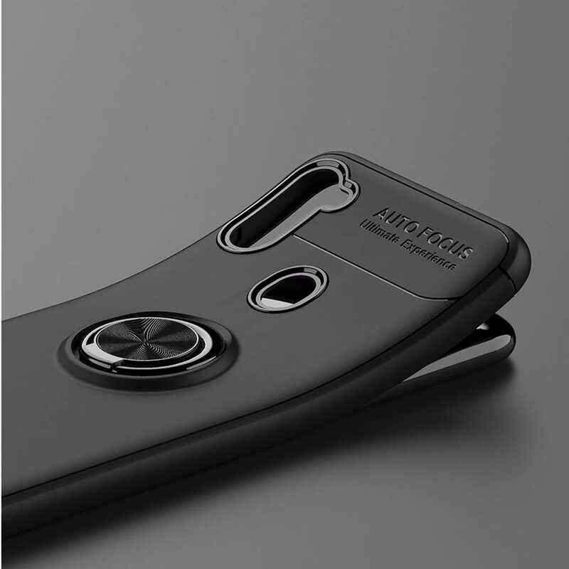 Galaxy A21 Kılıf Zore Ravel Silikon Kapak Siyah-Rose Gold