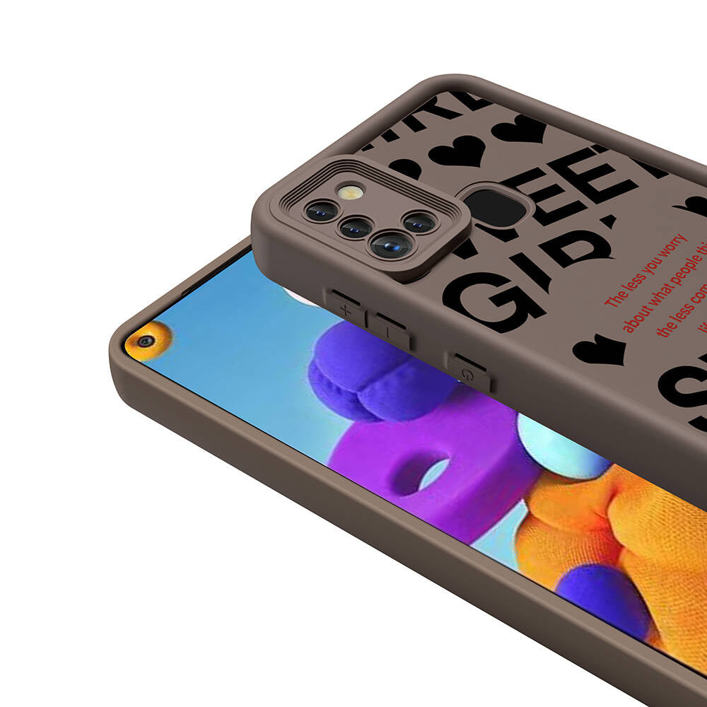 Galaxy A21S Kılıf Kamera Korumalı Baskılı Arka Yüzey Zore Klas Kapak Siyah