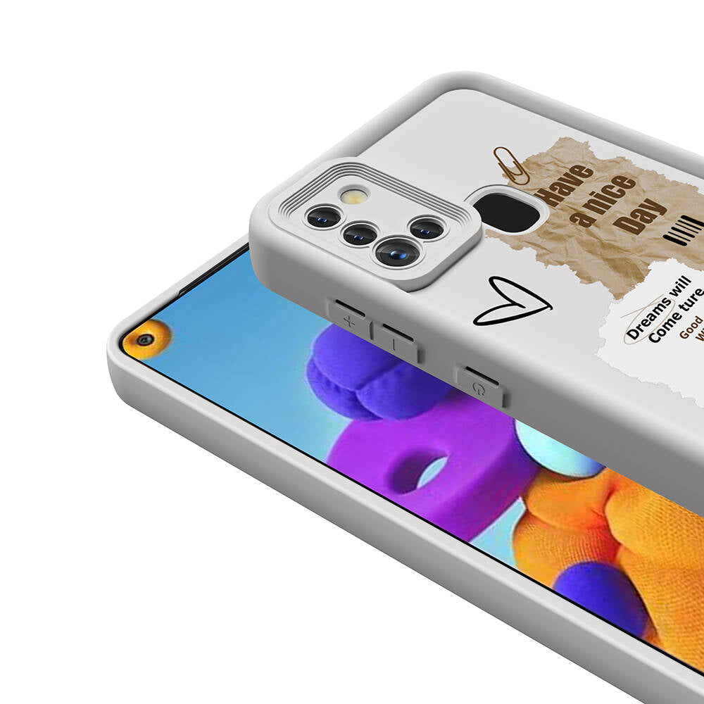 Galaxy A21S Kılıf Kamera Korumalı Baskılı Arka Yüzey Zore Klas Kapak Siyah