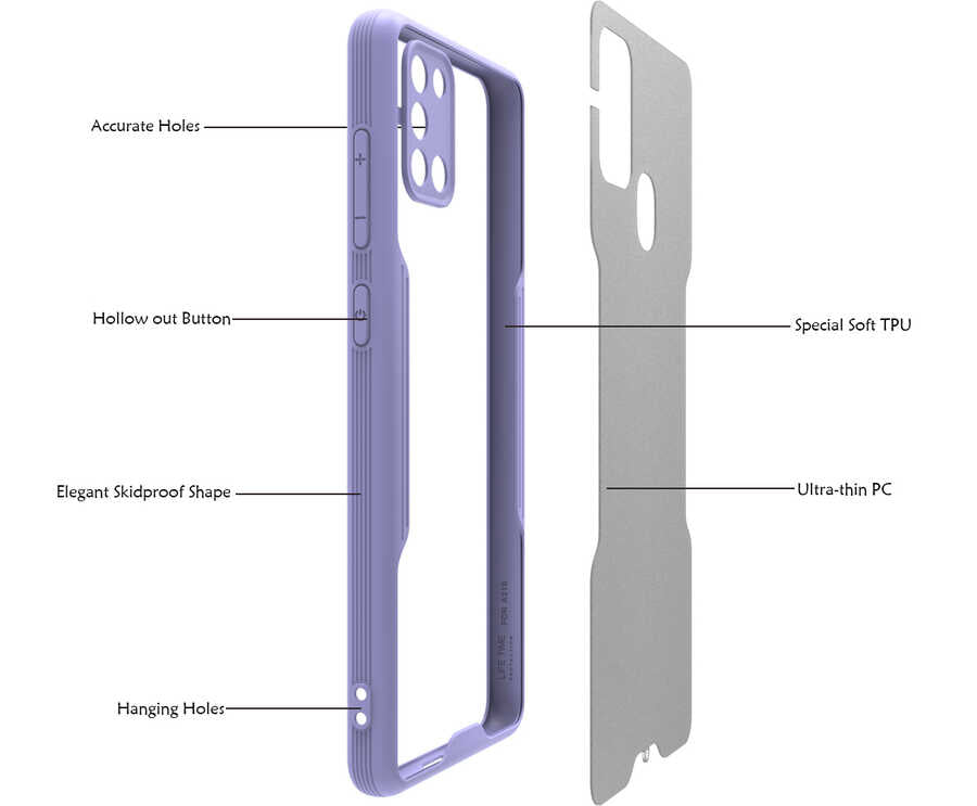 Galaxy A21S Kılıf Zore Parfe Kapak Mavi