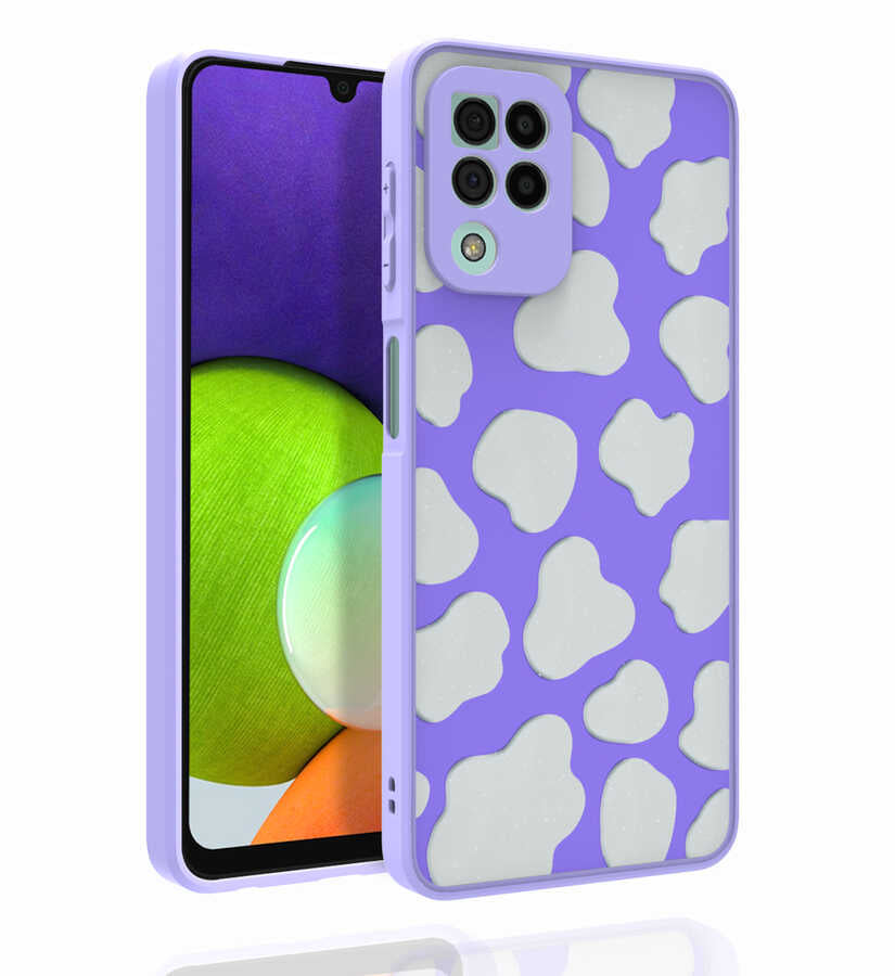 Galaxy A22 4G Kılıf Desenli Kamera Korumalı Parlak Zore Nora Kapak NO6