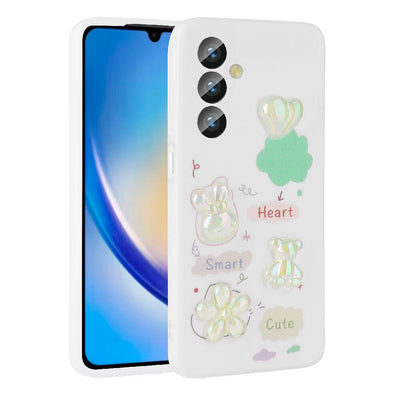 Galaxy A23 4G Kılıf Kabartma Figürlü Parlak Zore Toys Silikon Kapak Pembe