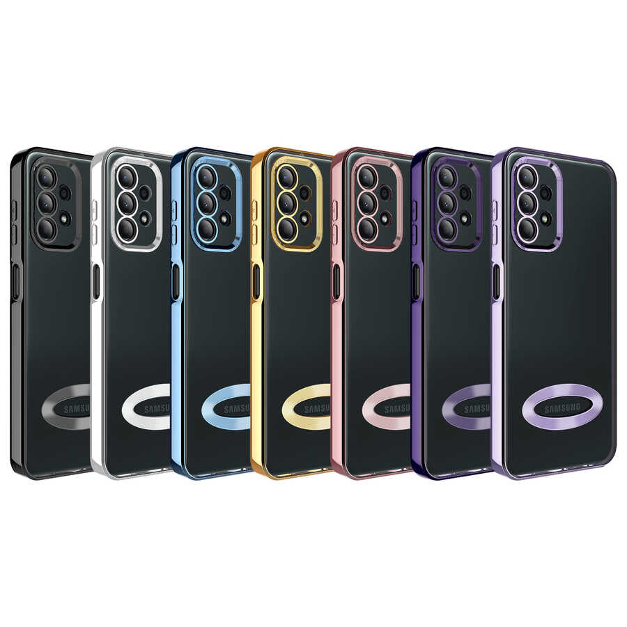 Galaxy A23 Kılıf Kamera Korumalı Logo Gösteren Zore Omega Kapak Sierra Mavi