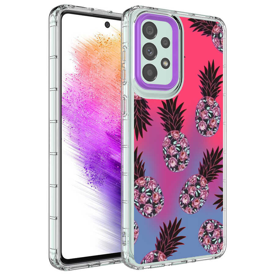 Galaxy A23 Kılıf Kamera Korumalı Renkli Desenli Sert Silikon Zore Korn Kapak NO6