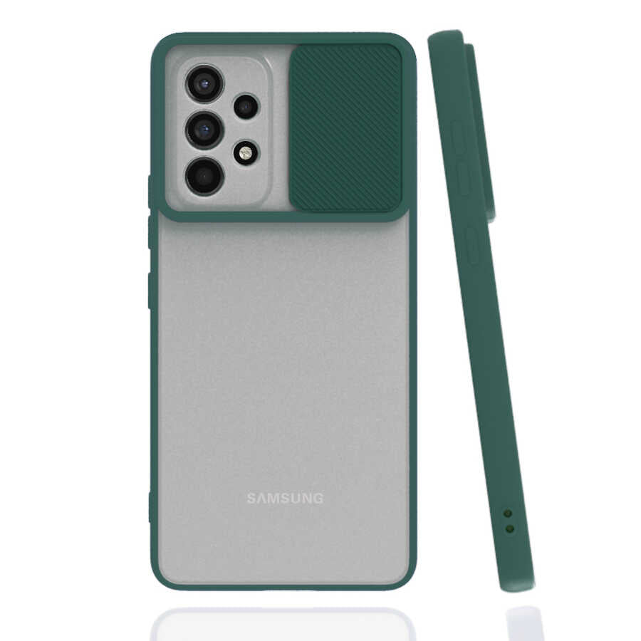 Galaxy A23 Kılıf Zore Lensi Kapak Koyu Yeşil