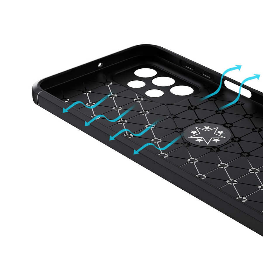 Galaxy A23 Kılıf Zore Ravel Silikon Kapak Siyah-Mavi