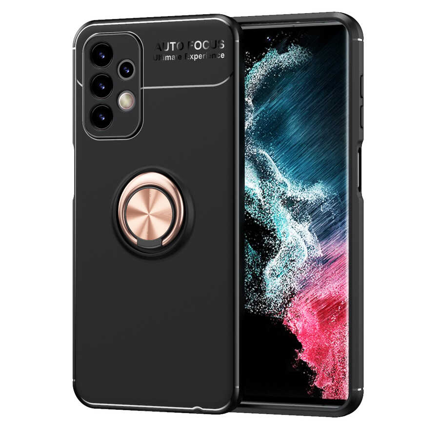Galaxy A23 Kılıf Zore Ravel Silikon Kapak Siyah-Rose Gold