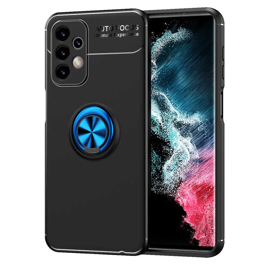 Galaxy A23 Kılıf Zore Ravel Silikon Kapak Siyah-Mavi