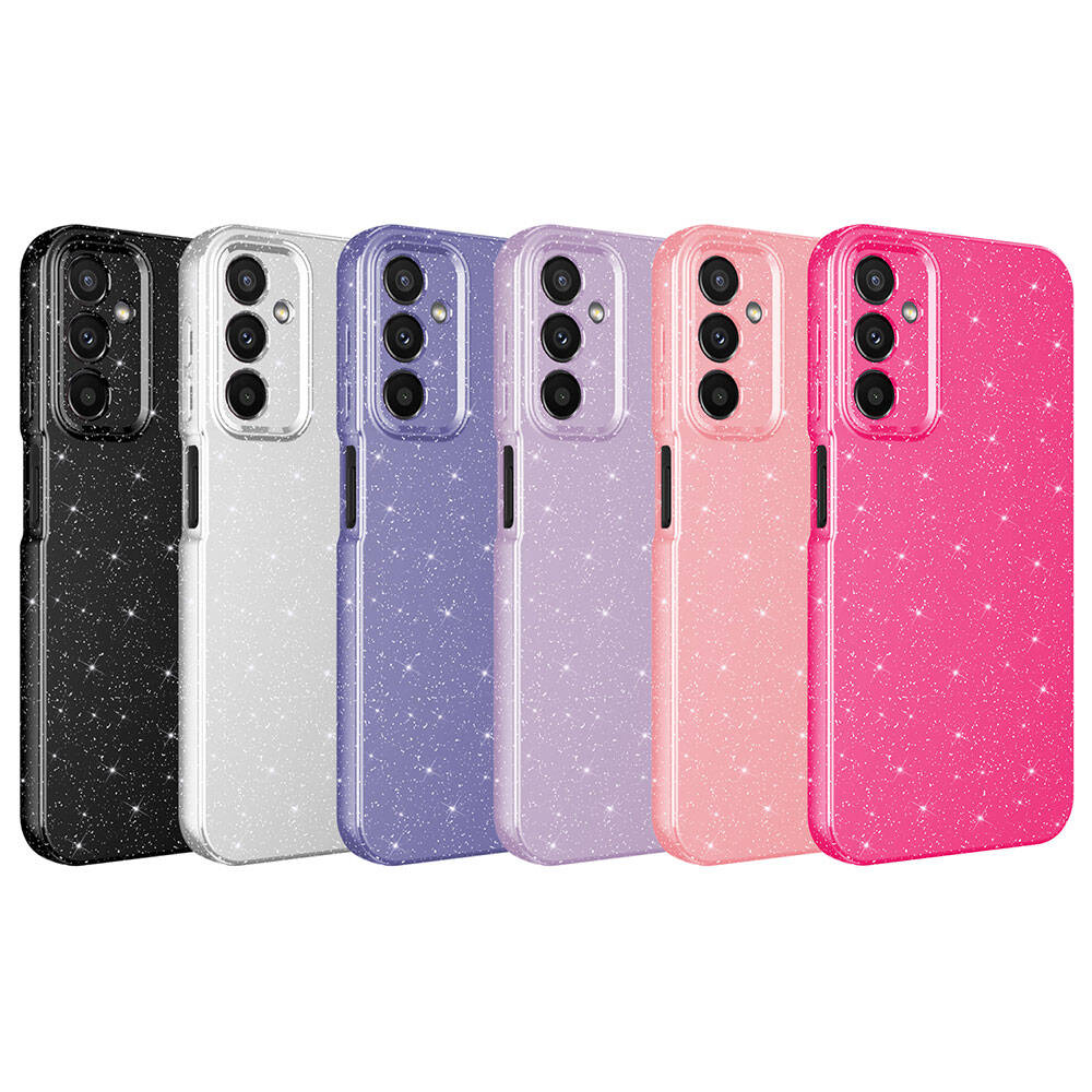 Galaxy A25 Kılıf Kamera Korumalı Simli Lüks Zore Koton Kapak Pembe