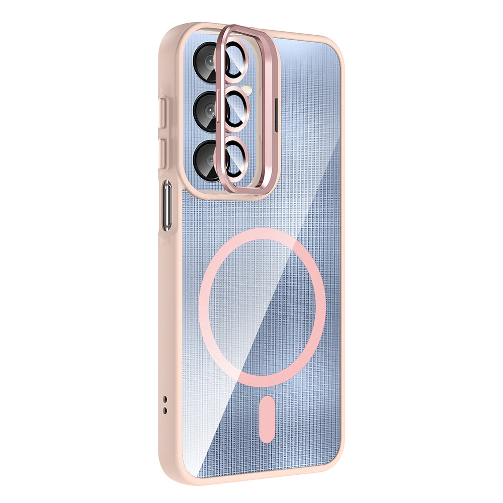 Galaxy A25 Kılıf Standlı ve Kamera Lens Hediyeli M-Safe Şarj Özellikli Zore Etro Kapak Siyah