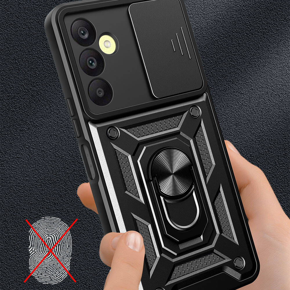 Galaxy A25 Kılıf Magnetik Standlı Kamera Korumalı Zore Sürgülü Vega Kapak Mavi