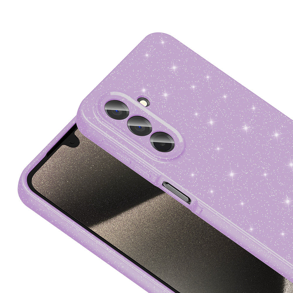 Galaxy A26 Kılıf Kamera Korumalı Simli Lüks Zore Koton Kapak Lila