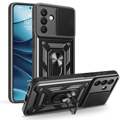 Galaxy A26 Kılıf Magnetik Standlı Kamera Korumalı Zore Sürgülü Vega Kapak Siyah