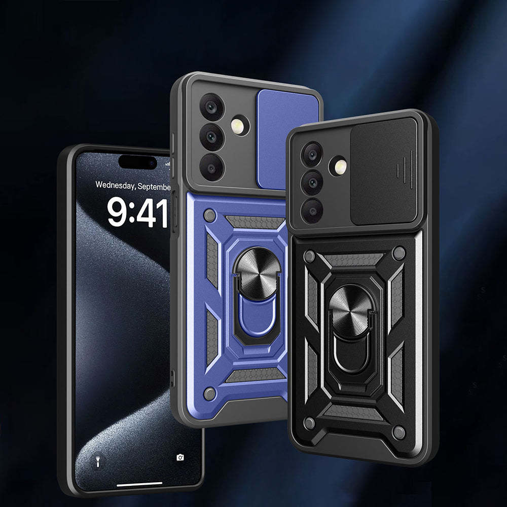 Galaxy A26 Kılıf Magnetik Standlı Kamera Korumalı Zore Sürgülü Vega Kapak Siyah