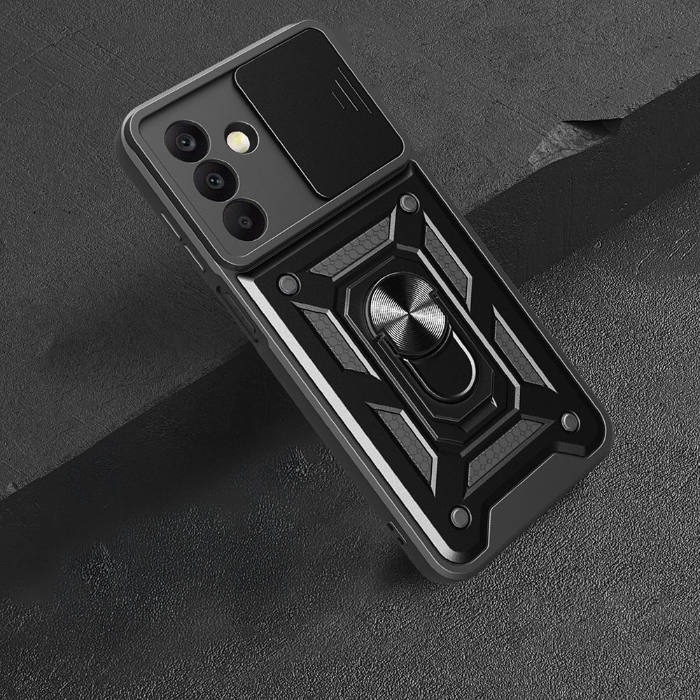 Galaxy A26 Kılıf Magnetik Standlı Kamera Korumalı Zore Sürgülü Vega Kapak Siyah