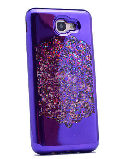 Galaxy A3 2016 Kılıf Zore Lazer Çiçekli Sıvılı Silikon Mor