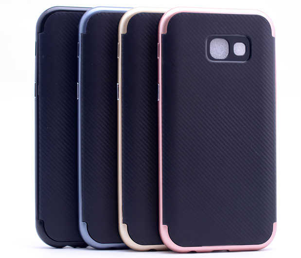 Galaxy A3 2017 Kılıf Zore İnce Mono Karbon Silikon Kapak Gold