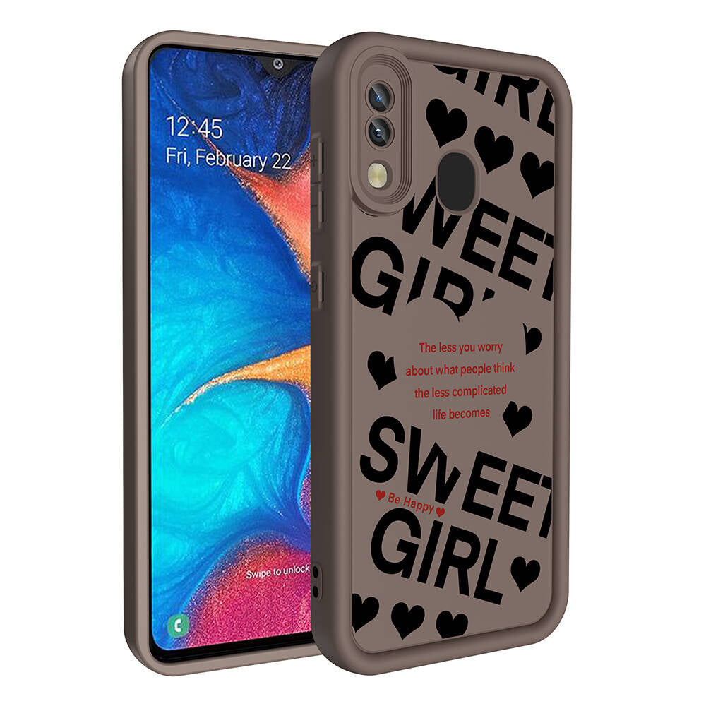 Galaxy A30 Kılıf Kamera Korumalı Baskılı Arka Yüzey Zore Klas Kapak Açık Kahve