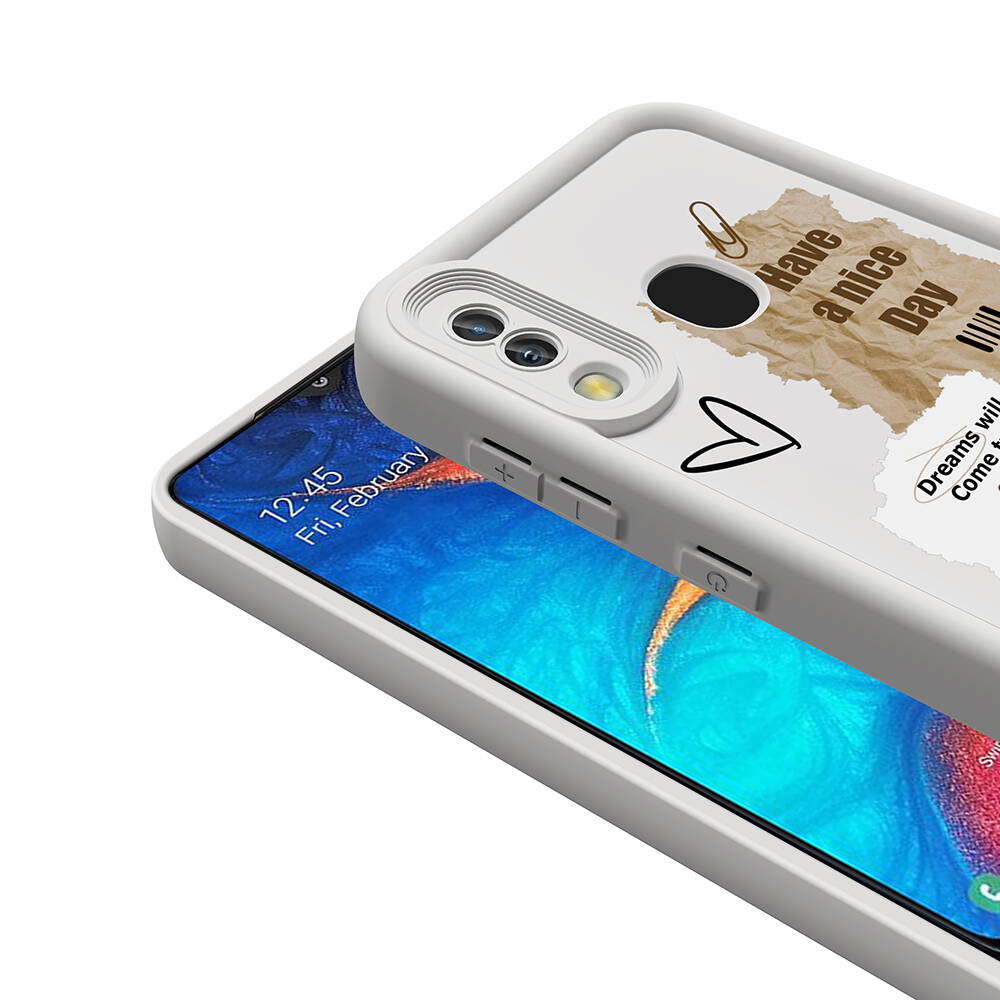 Galaxy A30 Kılıf Kamera Korumalı Baskılı Arka Yüzey Zore Klas Kapak Açık Kahve