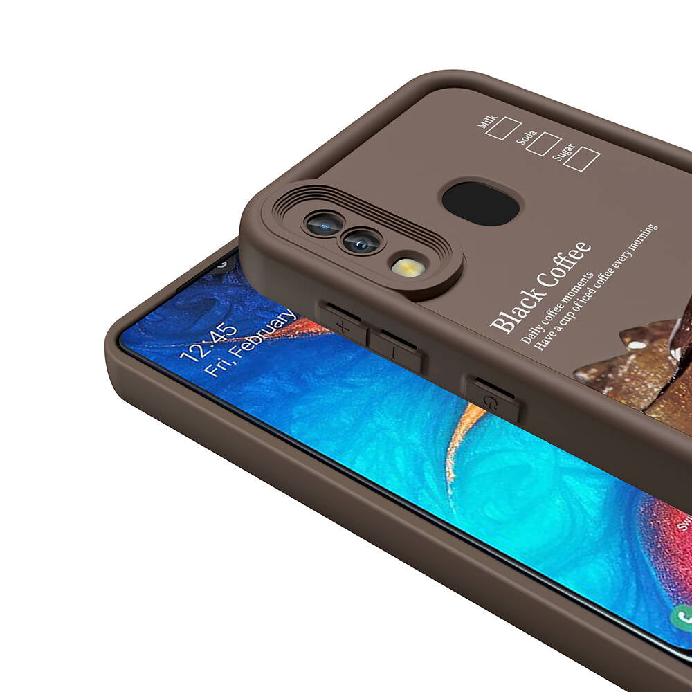 Galaxy A30 Kılıf Kamera Korumalı Baskılı Arka Yüzey Zore Klas Kapak Açık Kahve