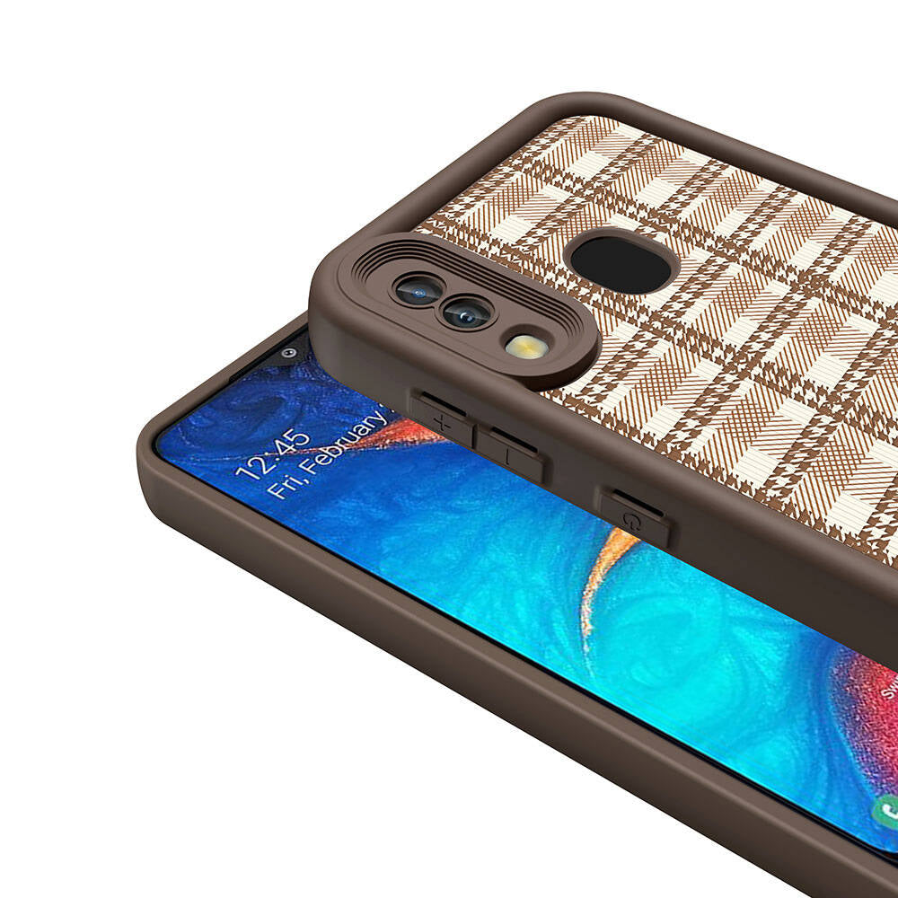 Galaxy A30 Kılıf Kamera Korumalı Baskılı Arka Yüzey Zore Klas Kapak Açık Kahve