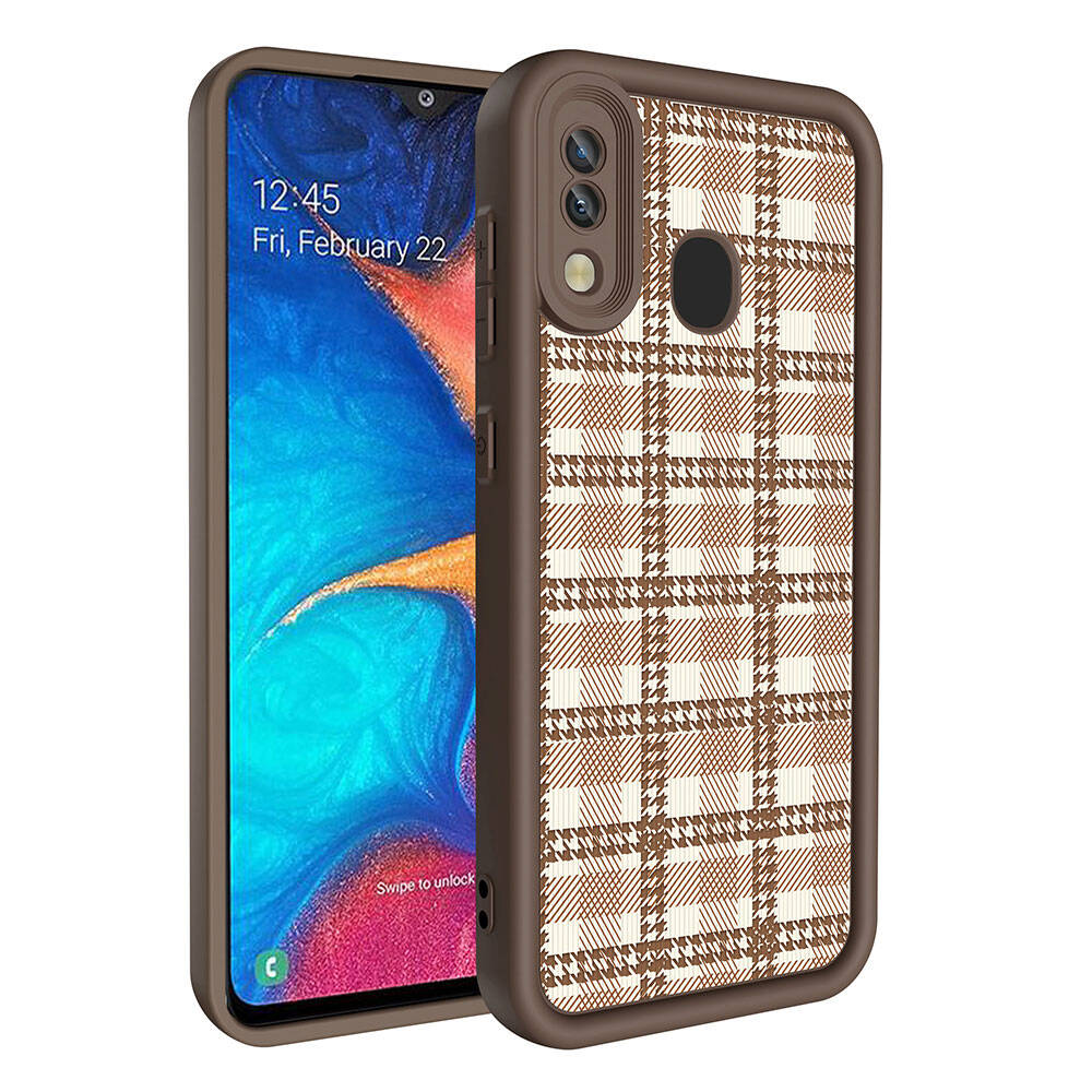 Galaxy A30 Kılıf Kamera Korumalı Baskılı Arka Yüzey Zore Klas Kapak Açık Kahve