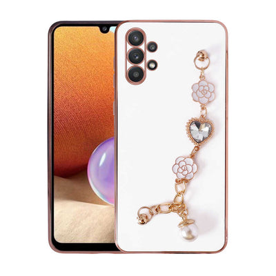 Galaxy A32 4G Kılıf El Tutamaçlı Kamera Korumalı Zore Taka Silikon Kapak Beyaz