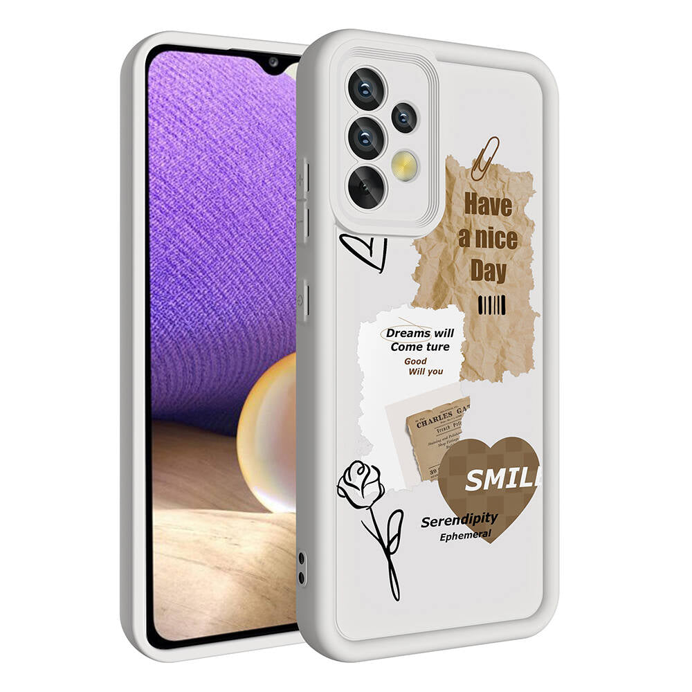 Galaxy A32 4G Kılıf Kamera Korumalı Baskılı Arka Yüzey Zore Klas Kapak Koyu Kahve