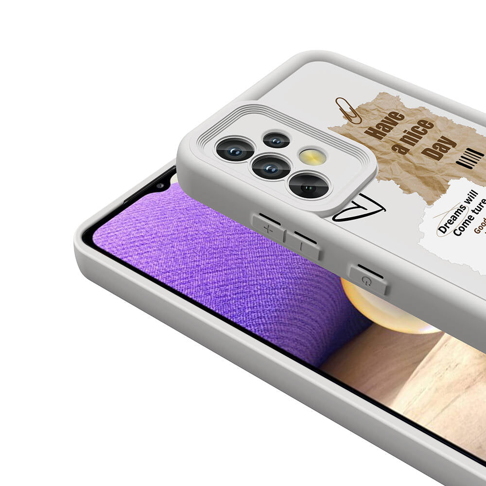 Galaxy A32 4G Kılıf Kamera Korumalı Baskılı Arka Yüzey Zore Klas Kapak Açık Kahve