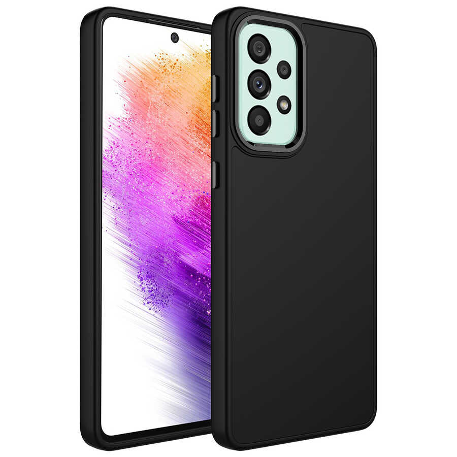 Galaxy A32 4G Kılıf Metal Çerçeve ve Buton Tasarımlı Silikon Zore Luna Kapak Lila