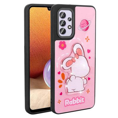 Galaxy A32 4G Kılıf Parlayan Kabartmalı İkonik Figürlü Zore Amas Silikon Kapak Siyah