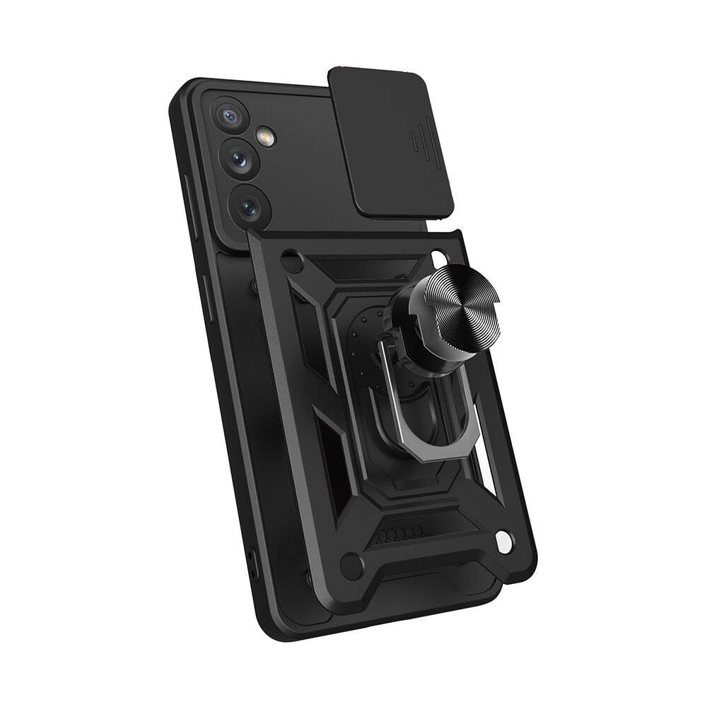 Galaxy A34 Kılıf Magnetik Standlı Kamera Korumalı Zore Sürgülü Vega Kapak Siyah