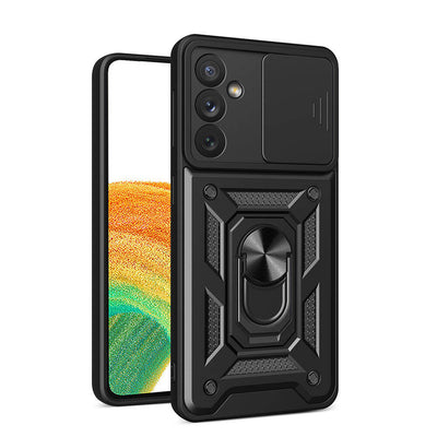 Galaxy A34 Kılıf Magnetik Standlı Kamera Korumalı Zore Sürgülü Vega Kapak Mavi