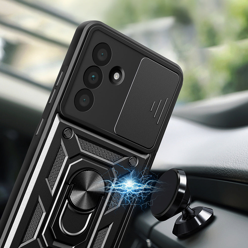 Galaxy A36 Kılıf Magnetik Standlı Kamera Korumalı Zore Sürgülü Vega Kapak Mavi