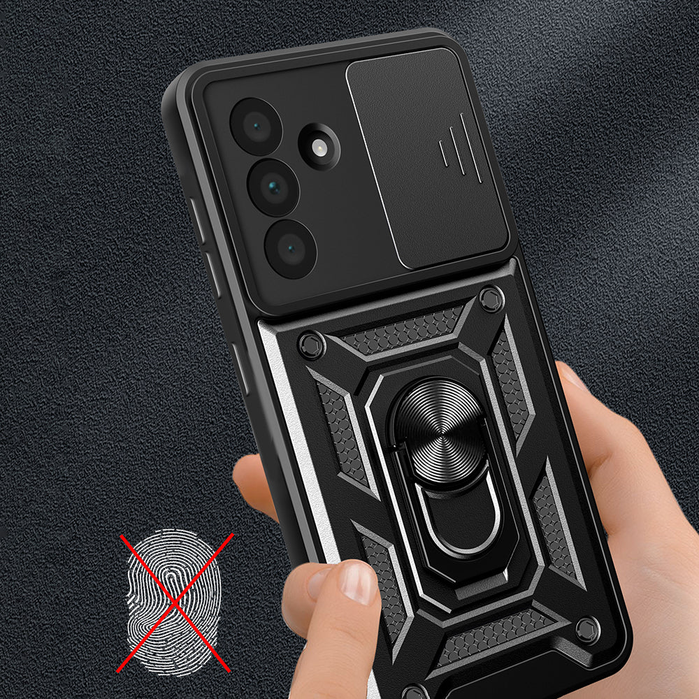 Galaxy A36 Kılıf Magnetik Standlı Kamera Korumalı Zore Sürgülü Vega Kapak Mavi