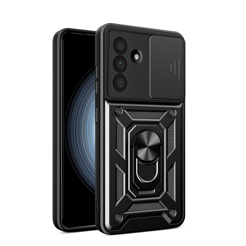 Galaxy A36 Kılıf Magnetik Standlı Kamera Korumalı Zore Sürgülü Vega Kapak Siyah