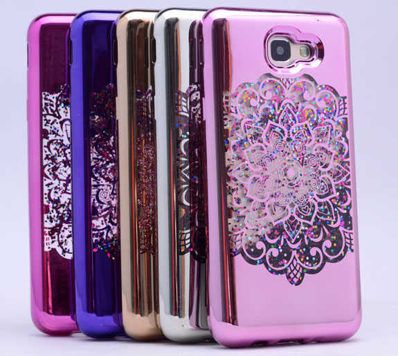 Galaxy A5 2017 Kılıf Zore Lazer Çiçekli Sıvılı Silikon Pembe Açık